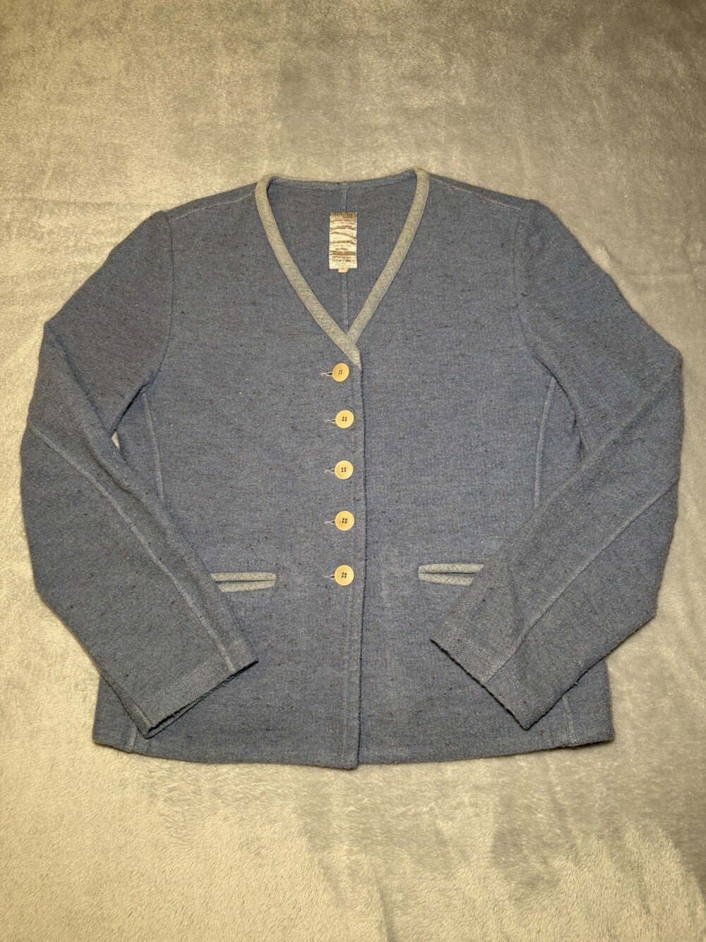 Vintage Sugar Products Wool Blend Cardigan Womens Size 2 Blue Cottage Button Ex